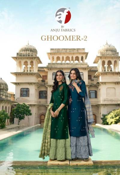 Ghoomer Vol 2 By Anju Fabric Designer Readymade Top Bottom With Dupatta Collection